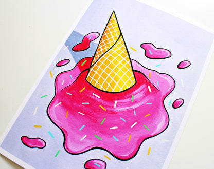 Dropped Ice Cream Pop Art Print - Two Sizes Available