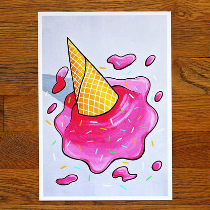 Dropped Ice Cream Pop Art Print - Two Sizes Available