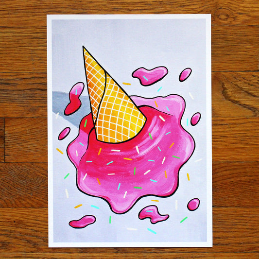 Dropped Ice Cream Pop Art Print - Two Sizes Available