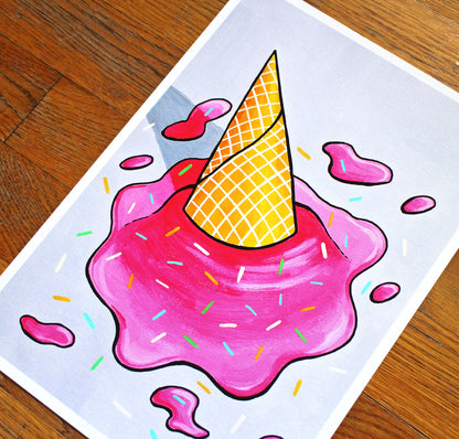 Dropped Ice Cream Pop Art Print - Two Sizes Available