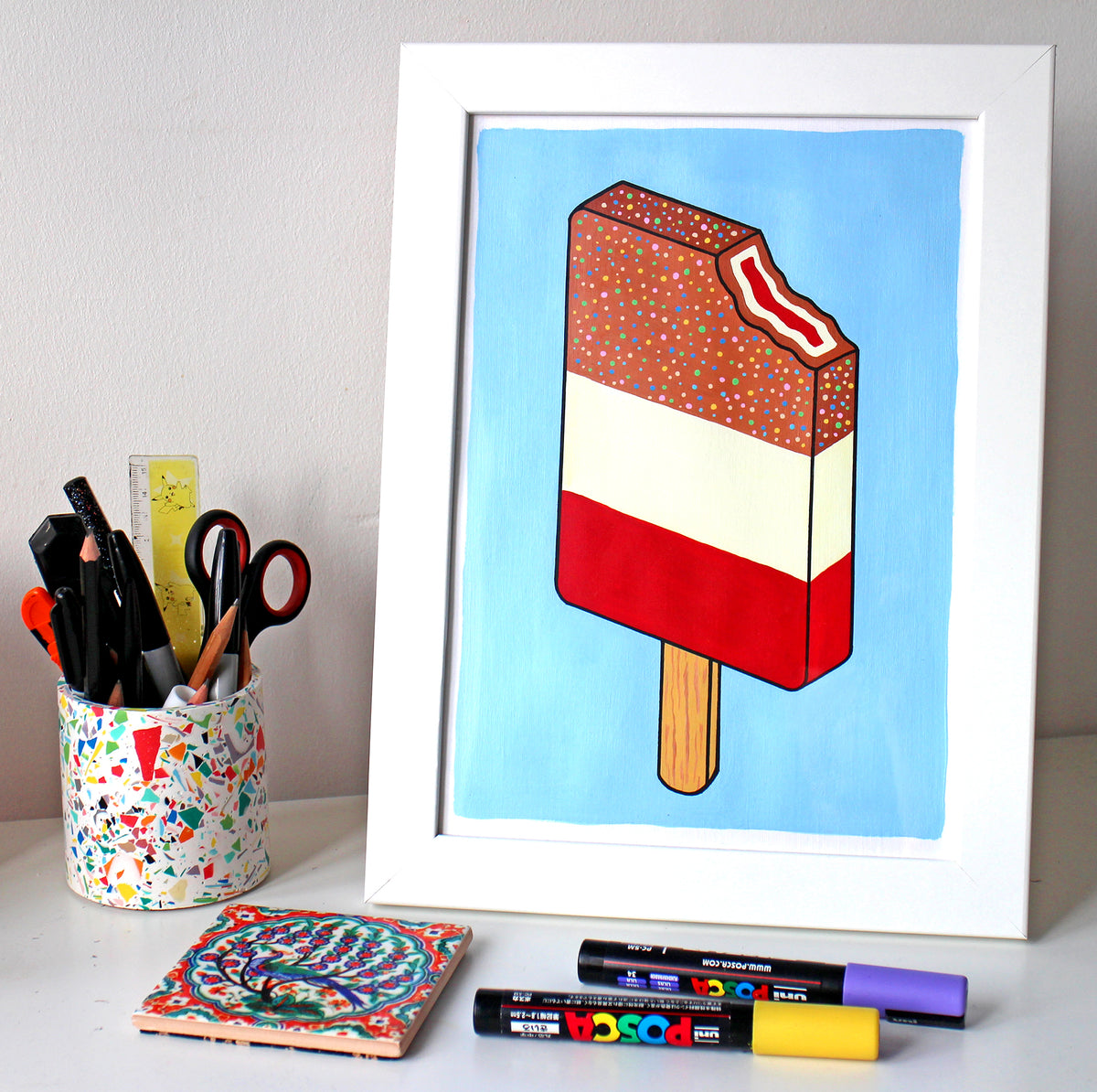 Fab Ice Lolly Pop Art Painting on A4 Paper