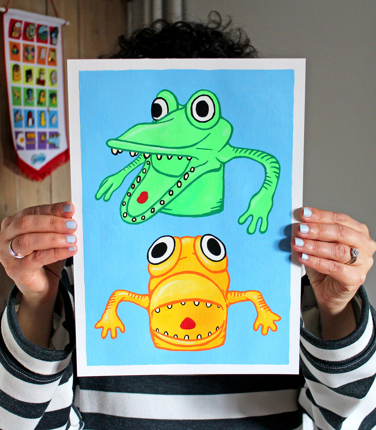 Finger Puppet Monsters Painting on A4 Paper