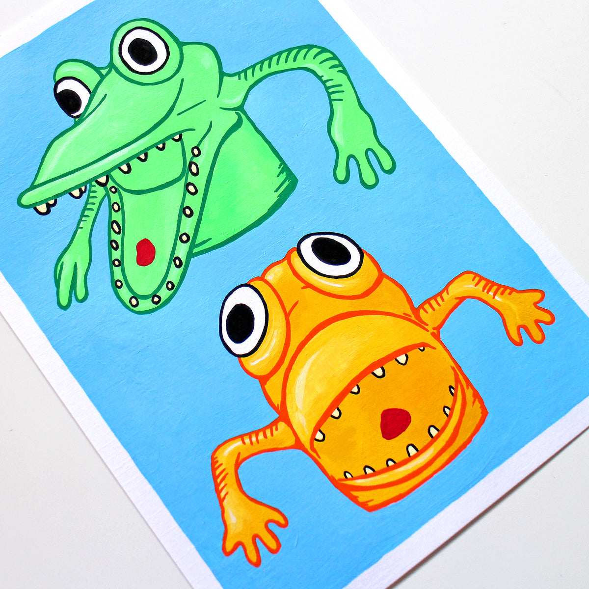 Finger Puppet Monsters Painting on A4 Paper