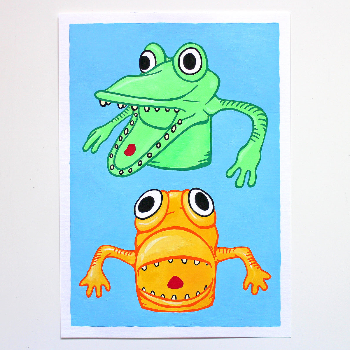 Finger Puppet Monsters Painting on A4 Paper
