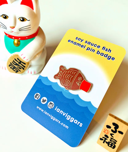 Soy Sauce Fish Enamel Pin Badge 31mm