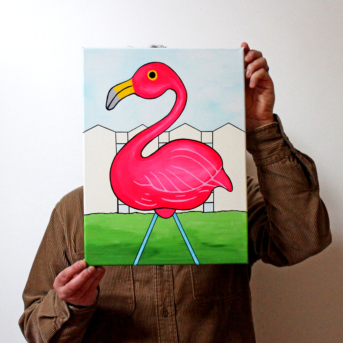 Pink Flamingo Pop Art Painting on Canvas