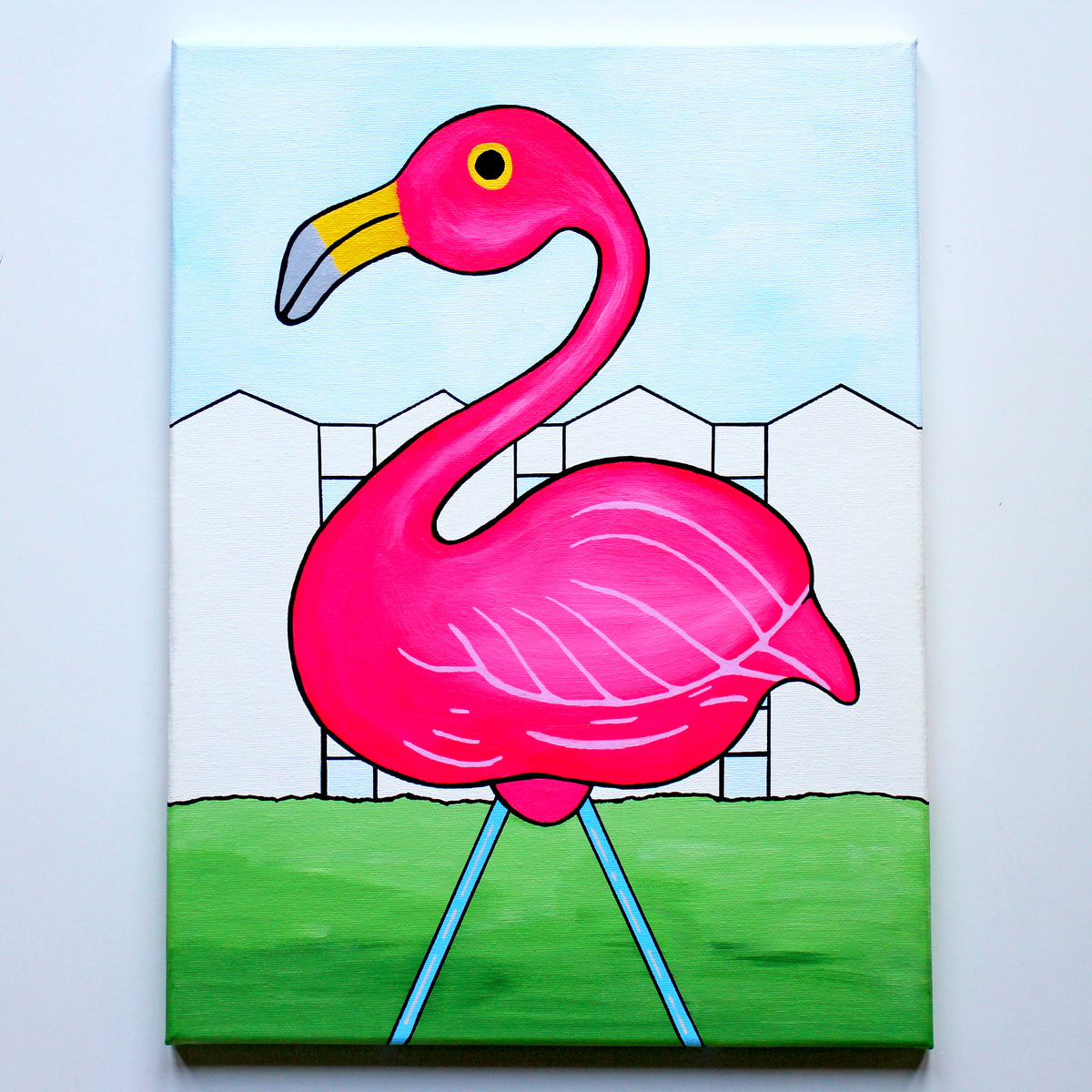 Pink Flamingo Pop Art Painting on Canvas