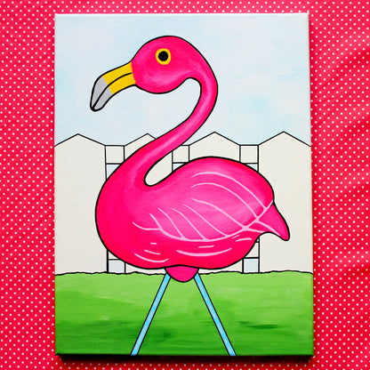 Pink Flamingo Pop Art Painting on Canvas