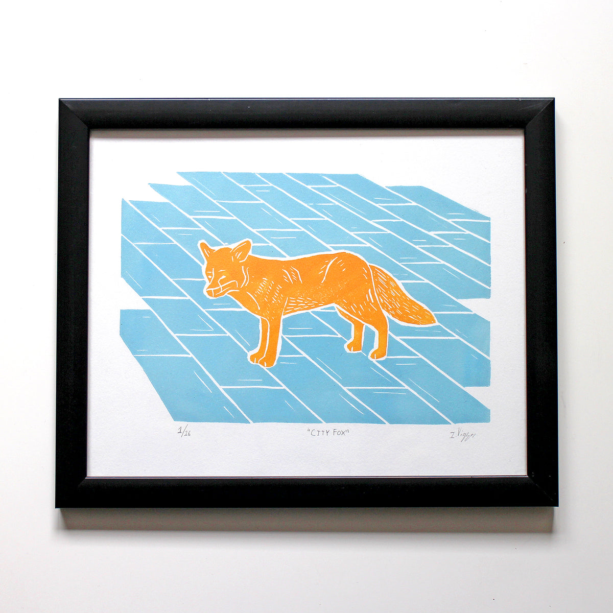 City Fox Linocut Print, Limited Edition of 16