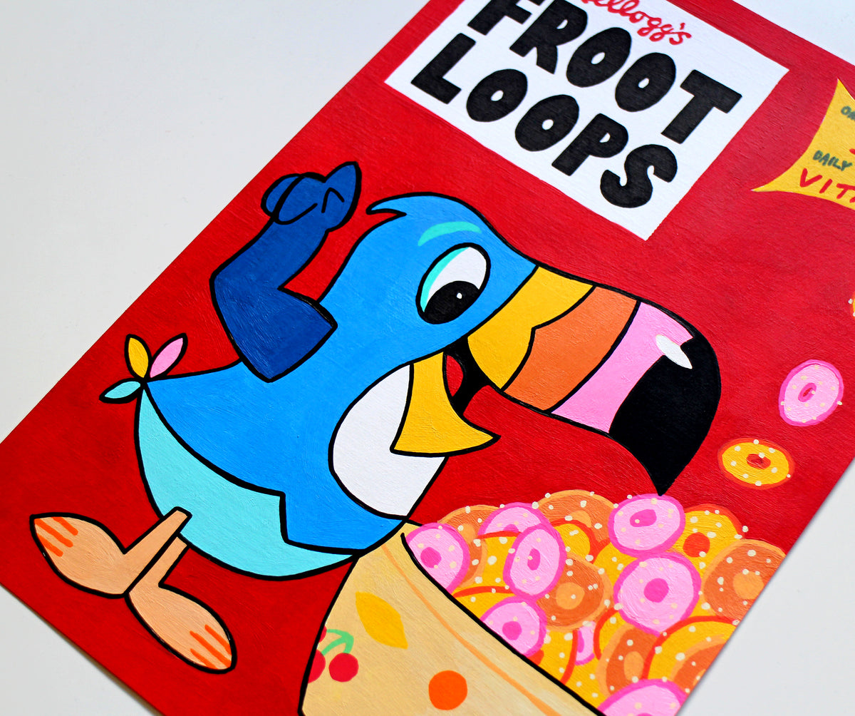 Retro Froot Loops Cereal Pop Art Painting on A4 Paper