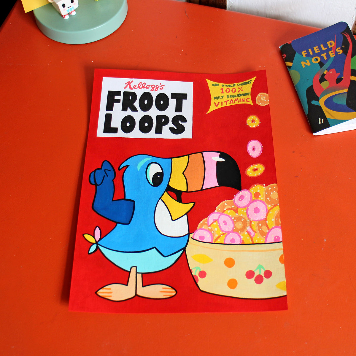 Retro Froot Loops Cereal Pop Art Painting on A4 Paper