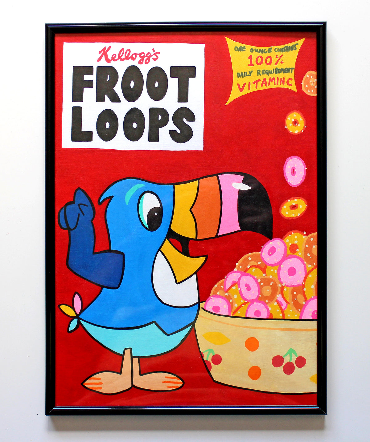 Retro Froot Loops Cereal Pop Art Painting on A4 Paper