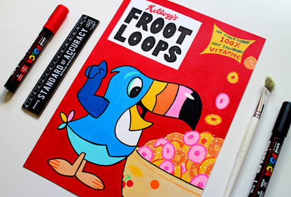 Retro Froot Loops Cereal Pop Art Painting on A4 Paper