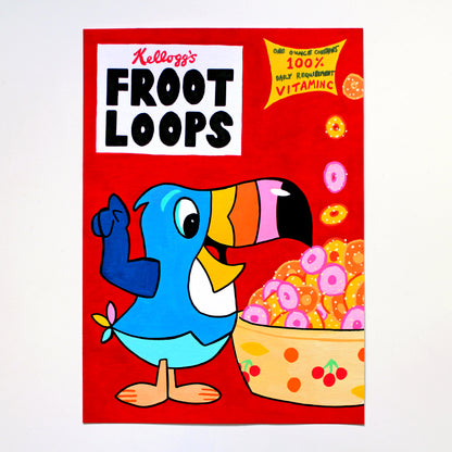 Retro Froot Loops Cereal Pop Art Painting on A4 Paper