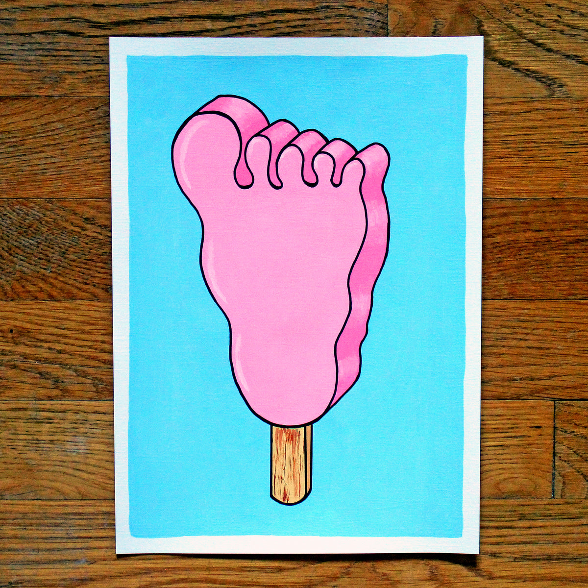 Funny Feet Ice Lolly Pop Art Painting On A4 Paper