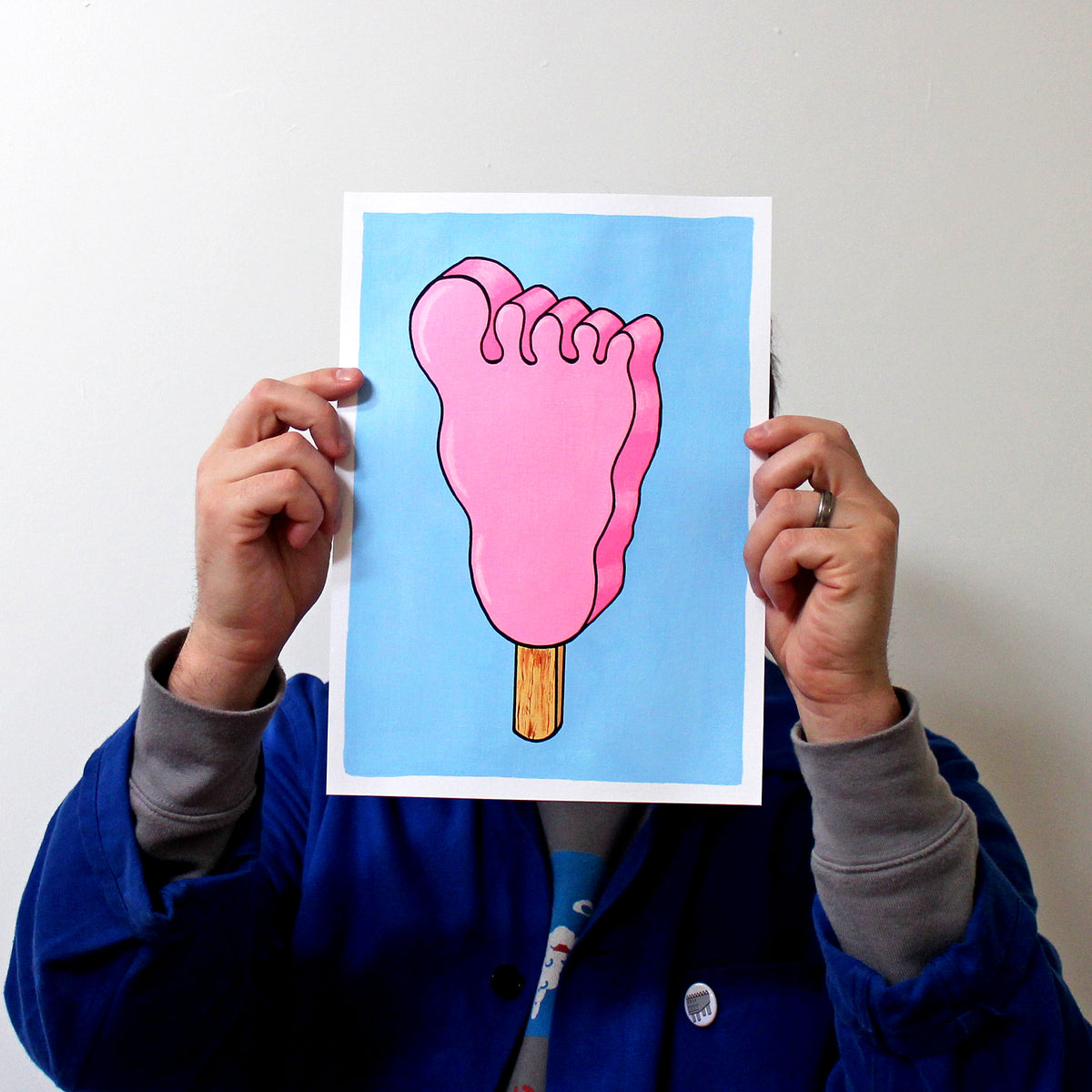 Funny Feet Ice Lolly Pop Art Painting On A4 Paper