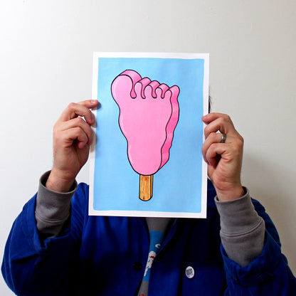Funny Feet Ice Lolly Pop Art Painting On A4 Paper