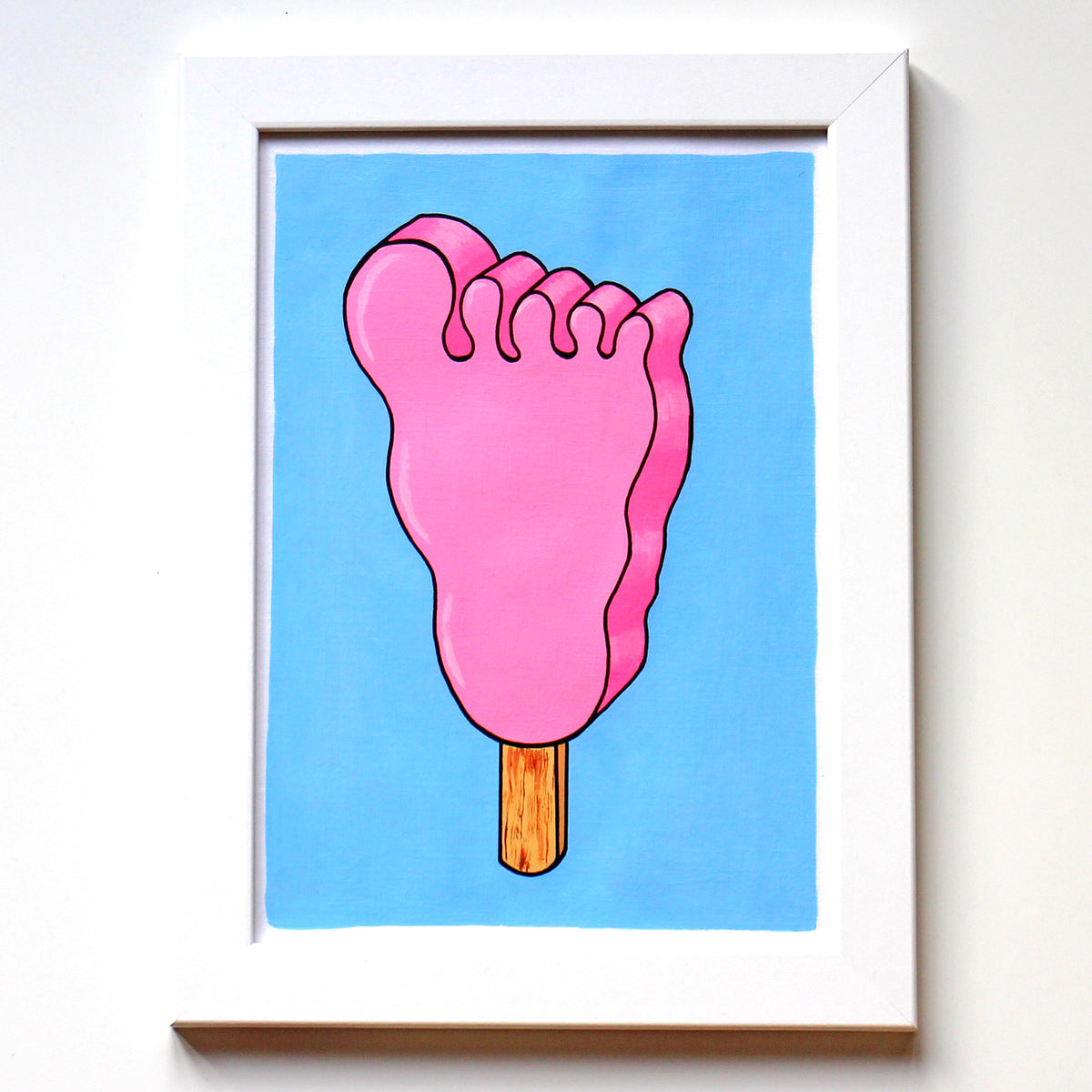 Funny Feet Ice Lolly Pop Art Painting On A4 Paper