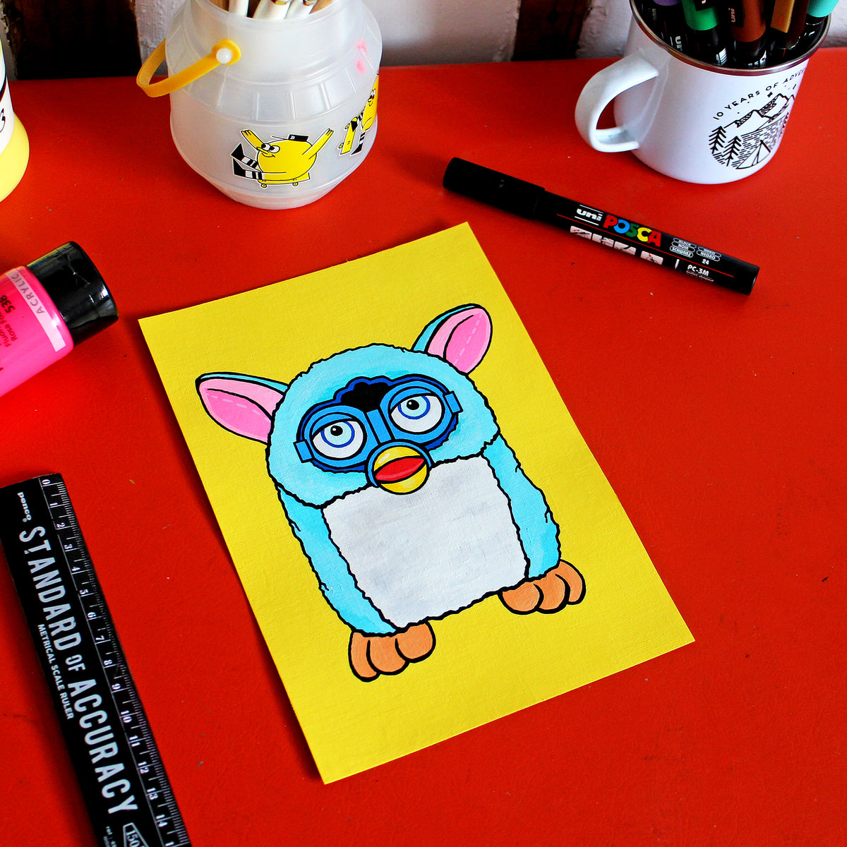 Furby Toy Pop Art Painting on A5 Paper