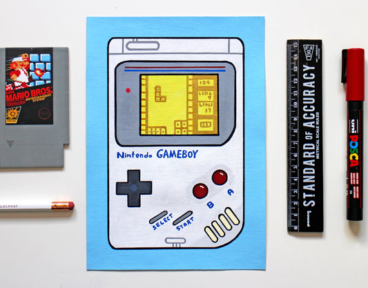 Game Boy Pop Art Painting on A5 Paper
