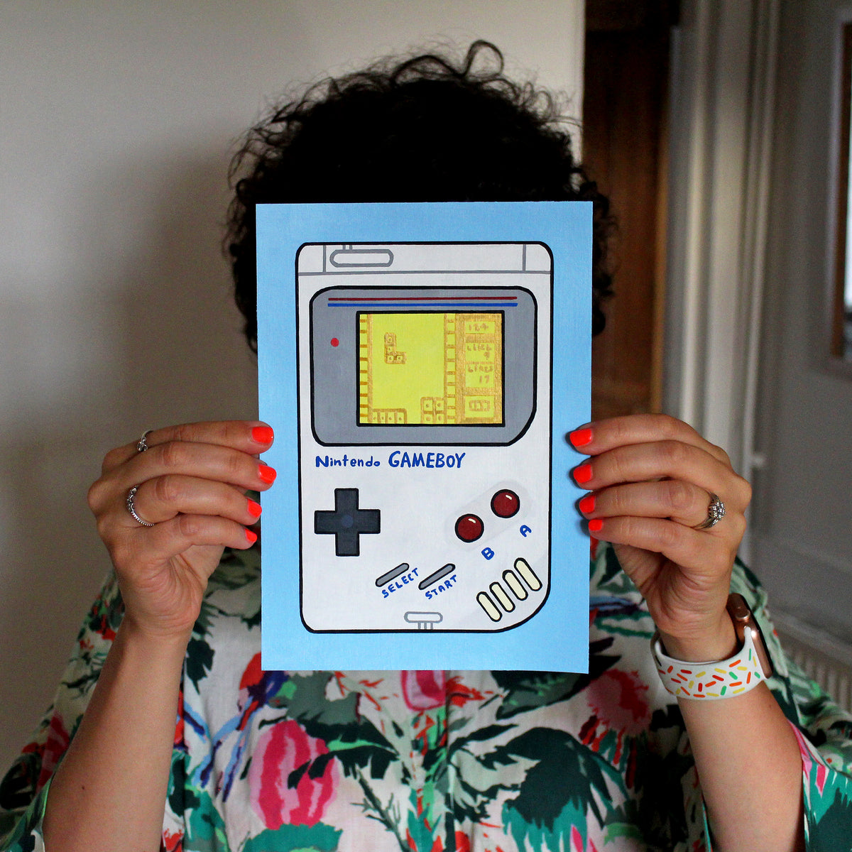 Game Boy Pop Art Painting on A5 Paper