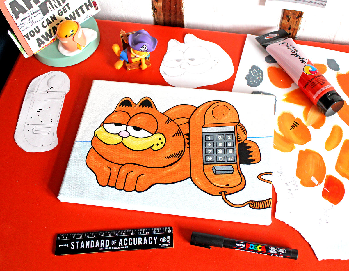 Garfield Phone Pop Art Painting on Canvas