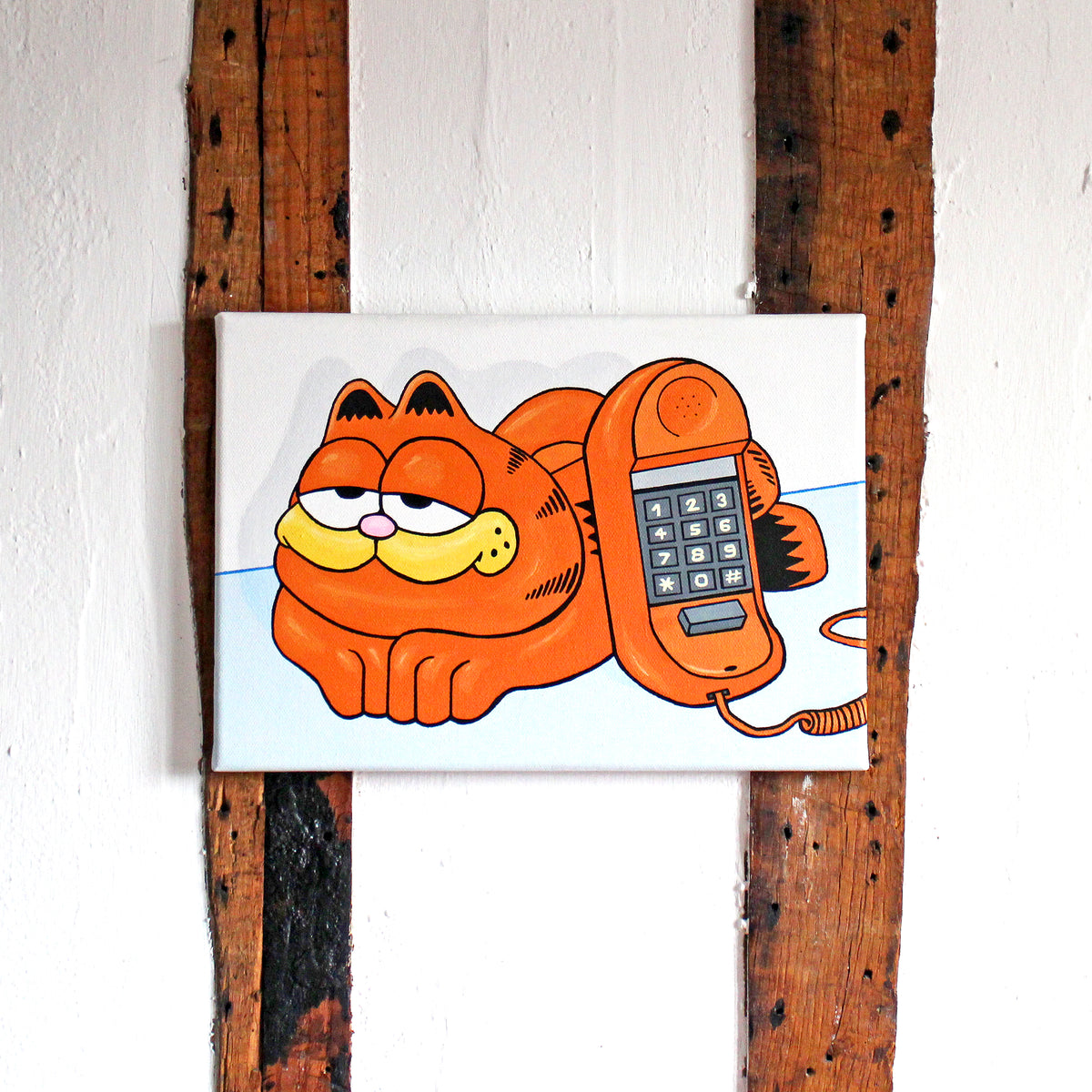 Garfield Phone Pop Art Painting on Canvas