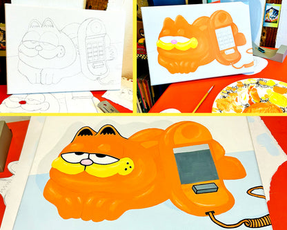 Garfield Phone Pop Art Painting on Canvas