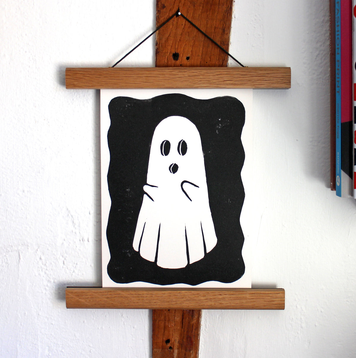Ghost Linocut Print in Black Ink on A5 Paper