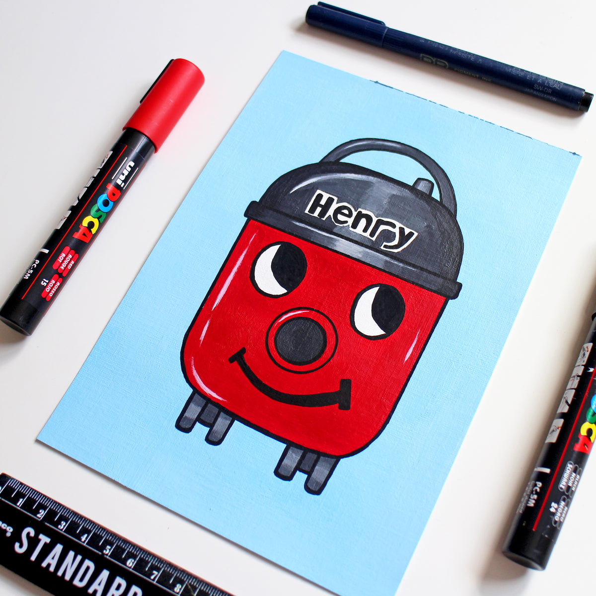 Henry Hoover Pop Art Painting on A5 Paper