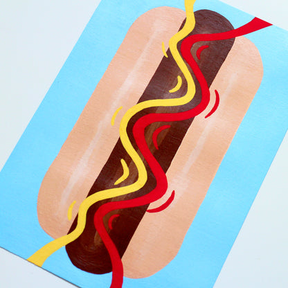 Hot Dog Pop Art Painting on A5 Paper