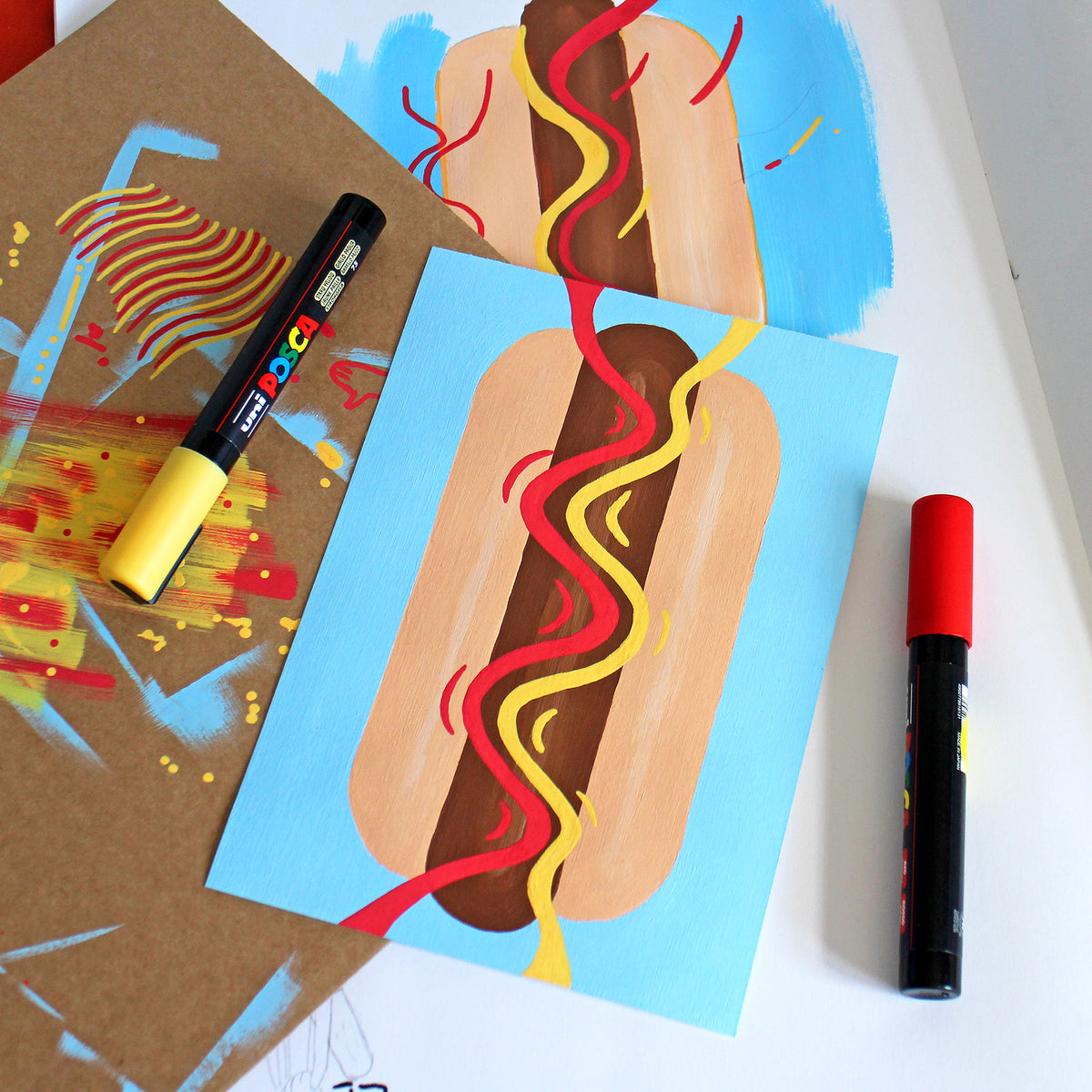 Hot Dog Pop Art Painting on A5 Paper