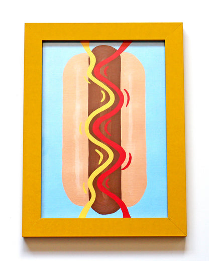 Hot Dog Pop Art Painting on A5 Paper