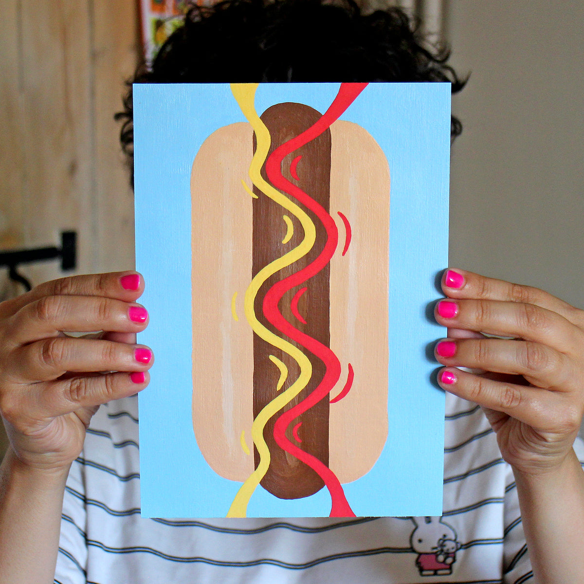 Hot Dog Pop Art Painting on A5 Paper