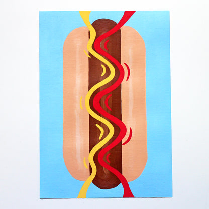 Hot Dog Pop Art Painting on A5 Paper