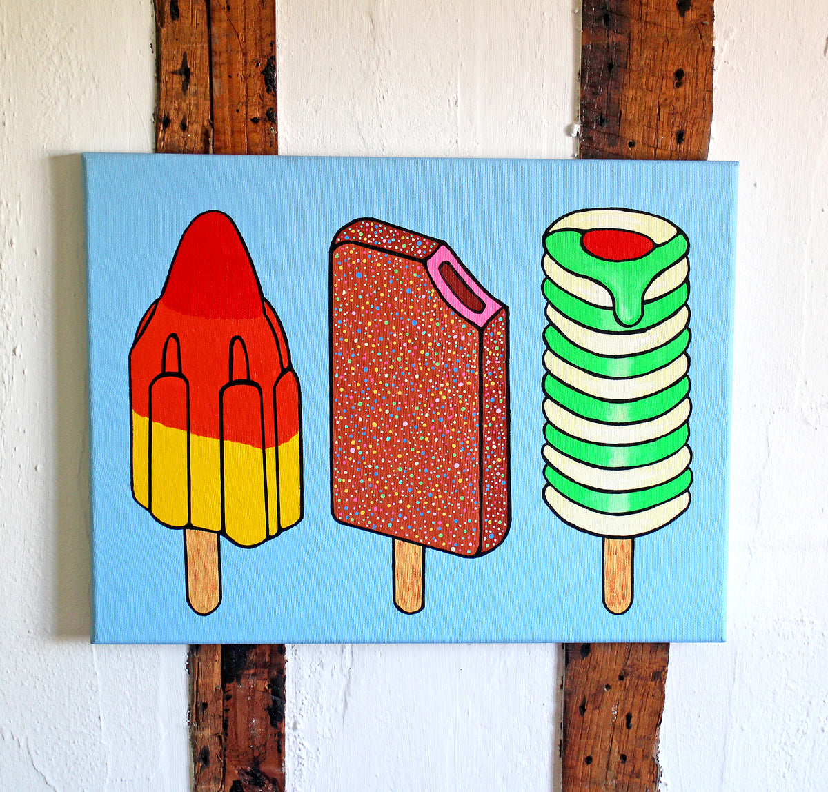 Ice Lollies and Popsicles Line-Up Painting On Canvas
