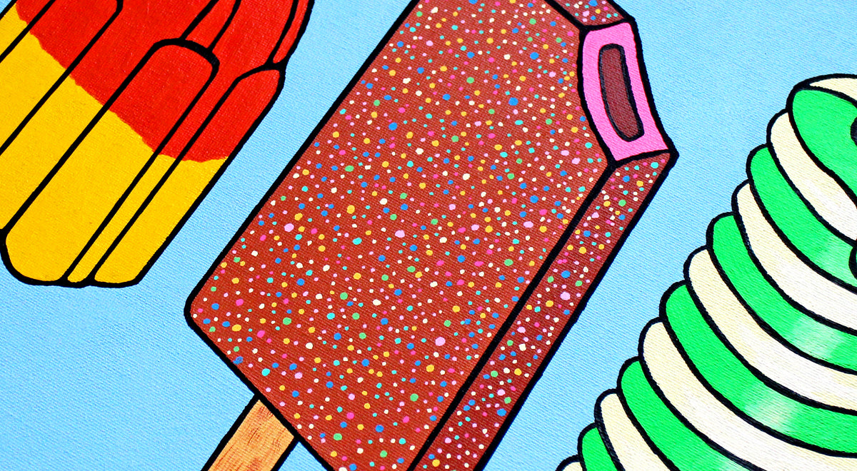 Ice Lollies and Popsicles Line-Up Painting On Canvas