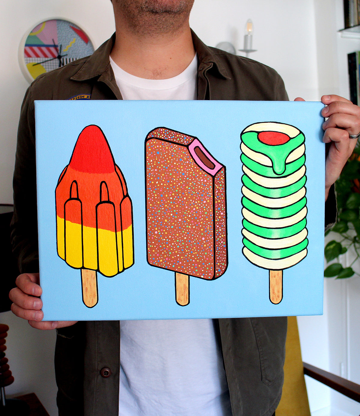 Ice Lollies and Popsicles Line-Up Painting On Canvas