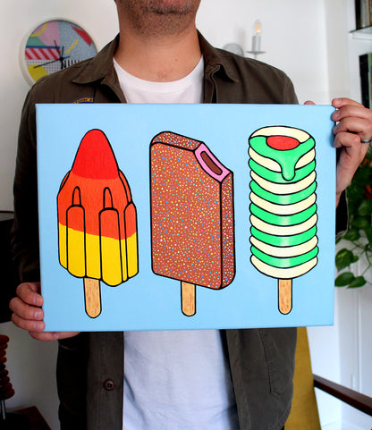 Ice Lollies and Popsicles Line-Up Painting On Canvas