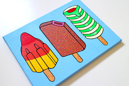 Ice Lollies and Popsicles Line-Up Painting On Canvas