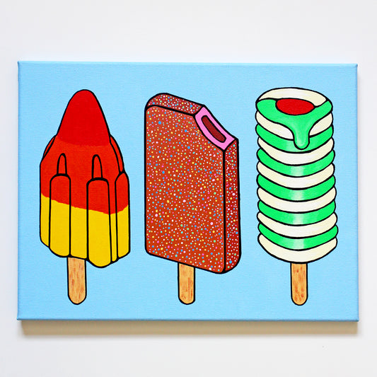 Ice Lollies and Popsicles Line-Up Painting On Canvas