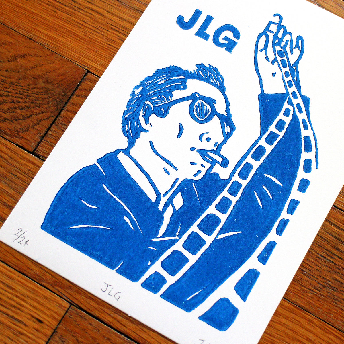 Jean-Luc Godard Handmade Linocut Print