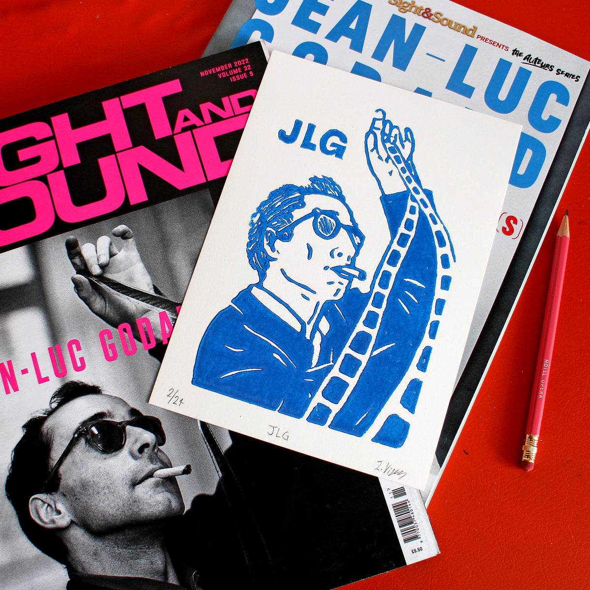 Jean-Luc Godard Handmade Linocut Print