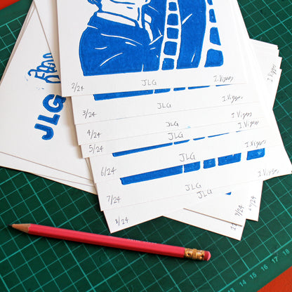 Jean-Luc Godard Handmade Linocut Print
