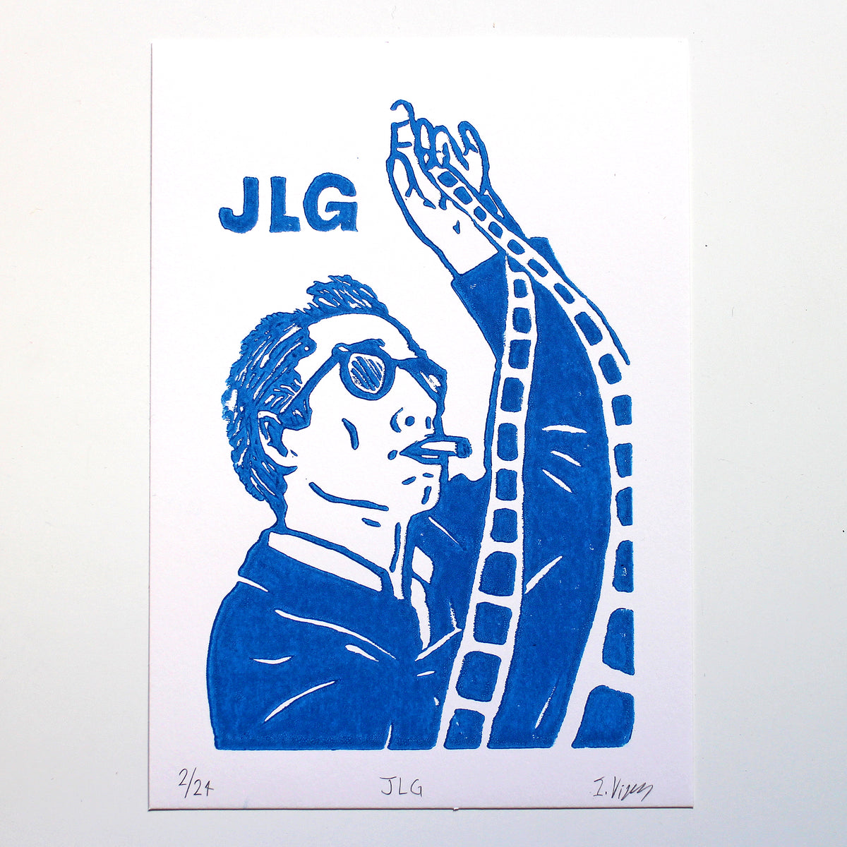 Jean-Luc Godard Handmade Linocut Print