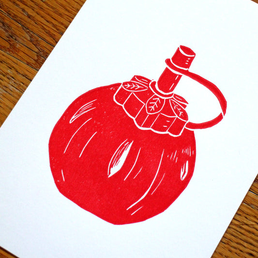 Tomato Ketchup Squeezy Bottle Linocut Print