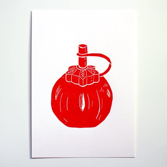 Tomato Ketchup Squeezy Bottle Linocut Print