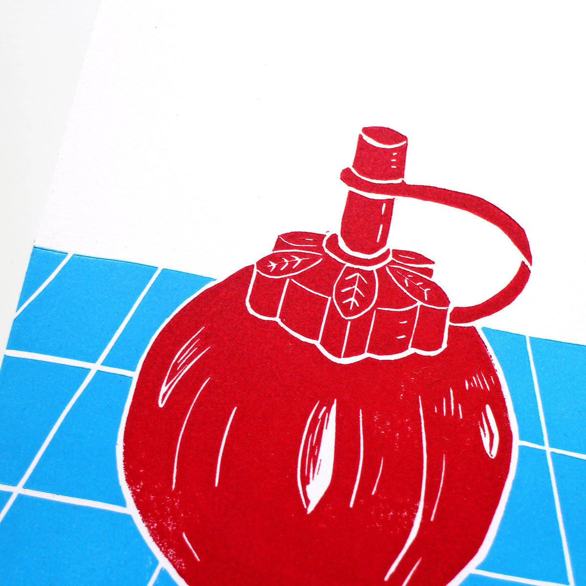 Tomato Ketchup Squeezy Bottle Linocut Print