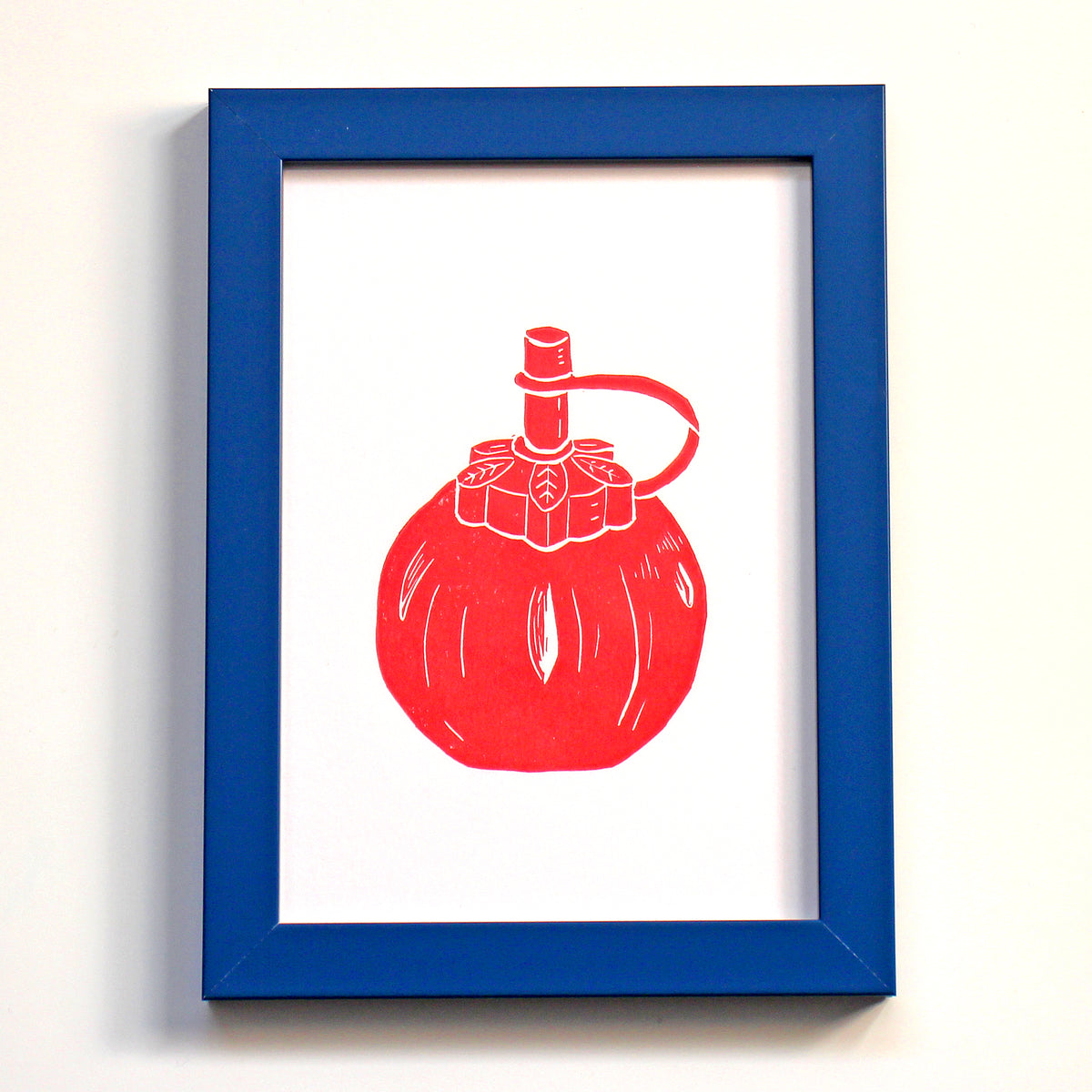 Tomato Ketchup Squeezy Bottle Linocut Print