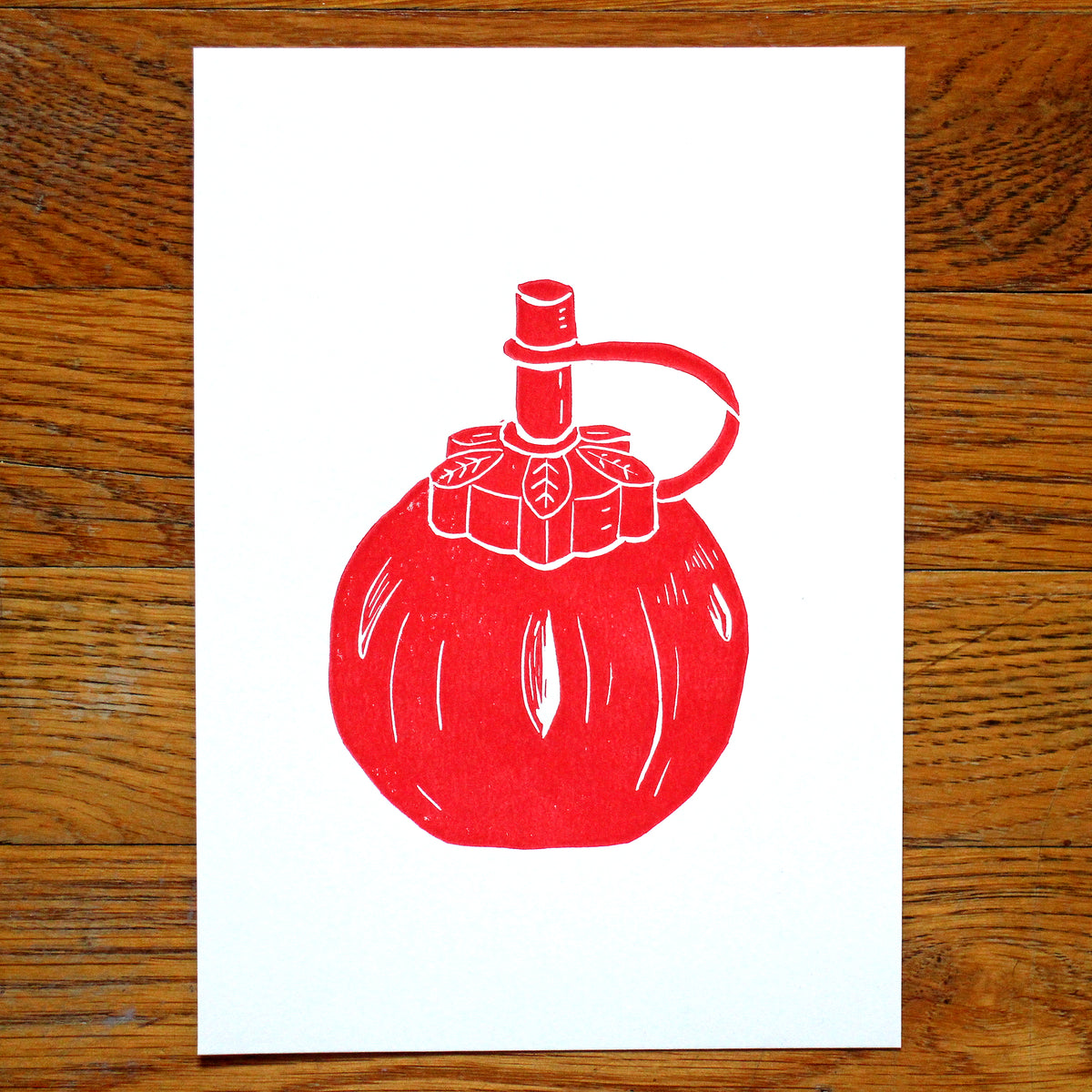 Tomato Ketchup Squeezy Bottle Linocut Print